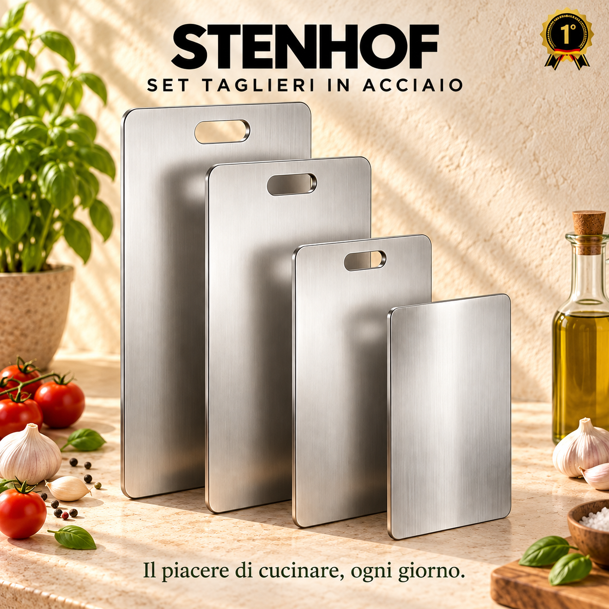 Set di taglieri sottili in acciaio