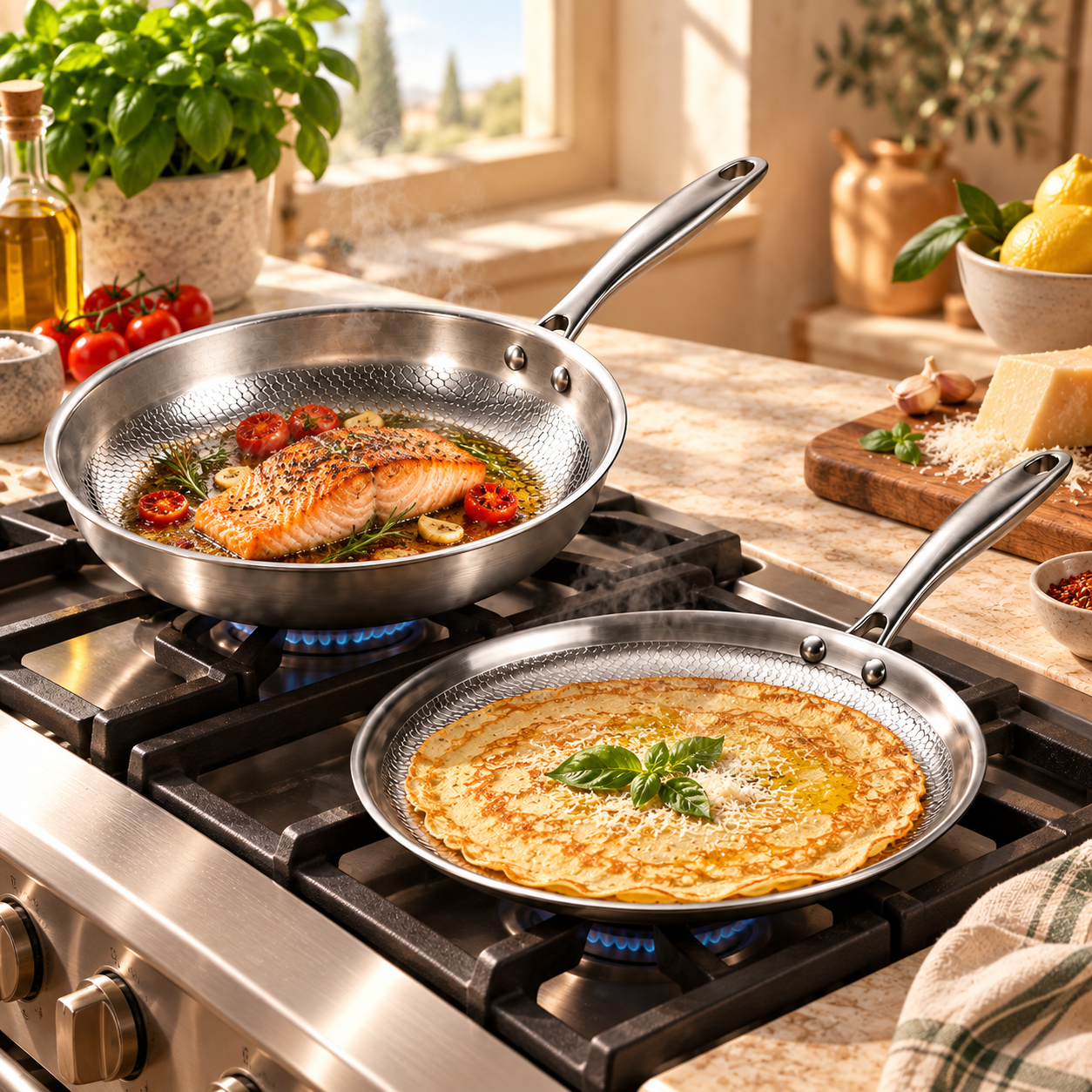 Duo poêle et crêpière en cuisine — photo 1