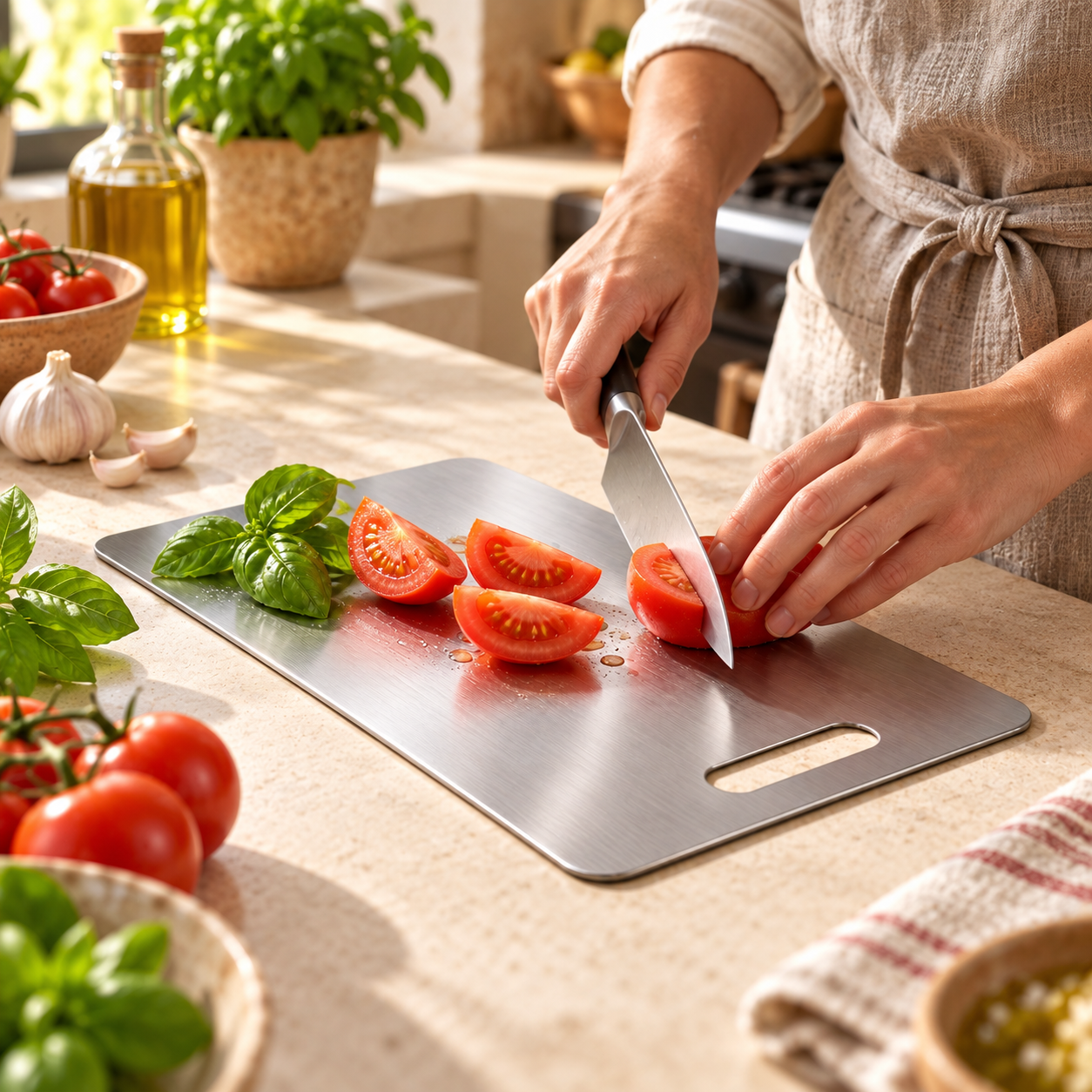 Planche à découper en titane en cuisine — photo 1