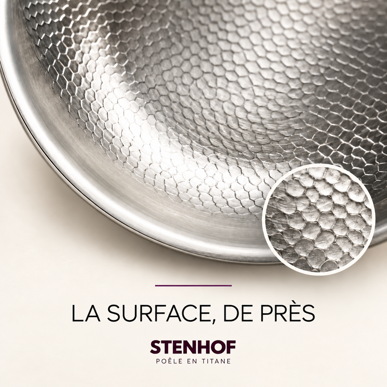 Détail de la surface martelée